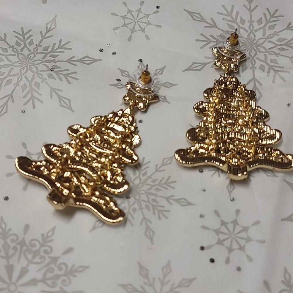 SUGARFIX by BaubleBar Pining For You Statement Earrings Pine Christmas Tree NWT